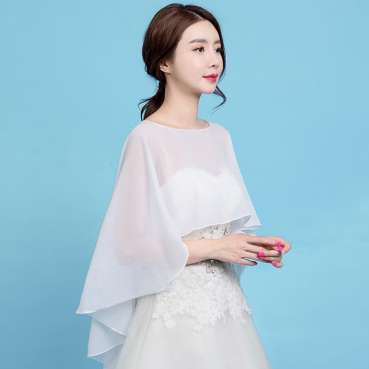 新娘披肩套头斗篷新娘结婚新款女士雪纺防晒婚纱装饰披肩秋冬