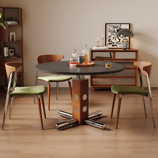 中古圆桌复古小户型波尔卡圆桌圆形餐桌北欧包豪斯实木岩板饭桌