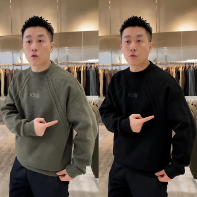 绵羊毛加绒圆领卫衣上衣打底衫