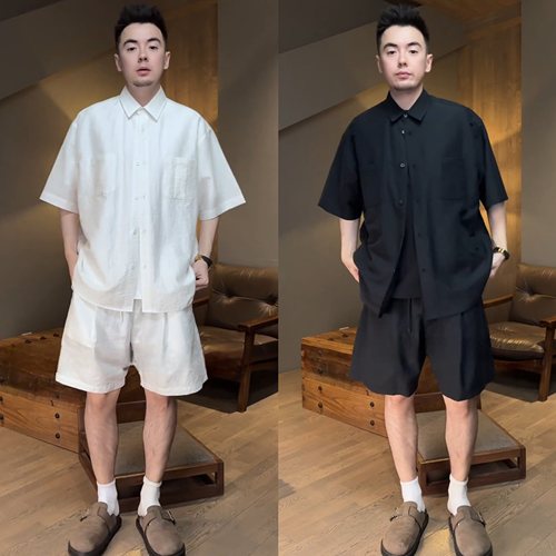 老钱风莱赛尔天丝亚麻休闲套装