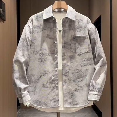 潮流立体浮雕休闲牛仔夹克外套