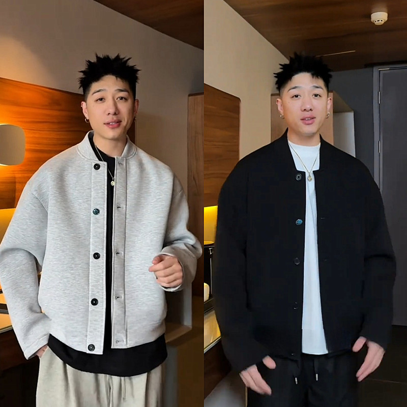 绿松石纽扣棒球领夹克休闲外套