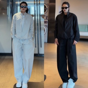 春夏新款韩版时尚休闲运动套装男士潮流宽松假两件V领卫衣两件套