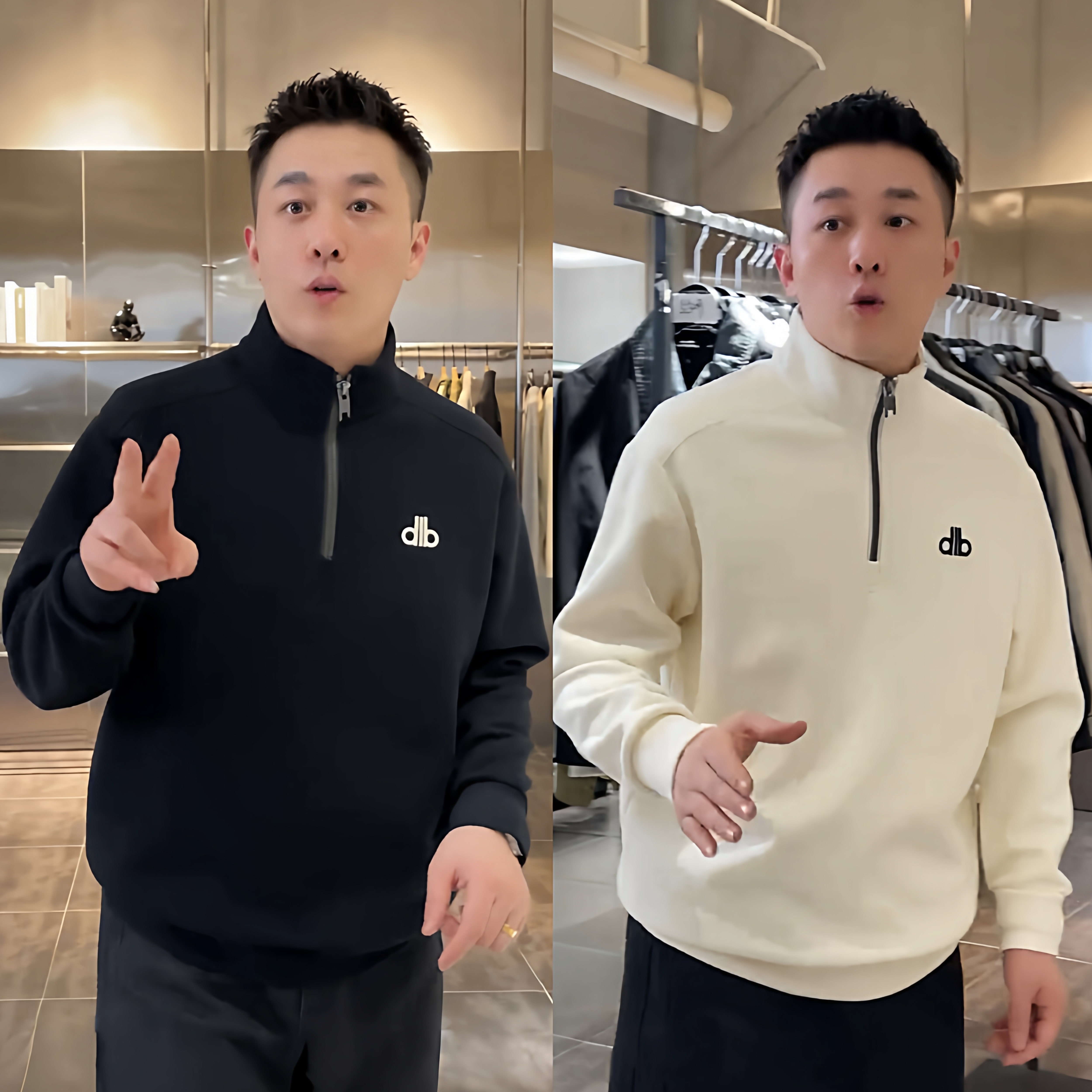 潮牌加绒刺绣立领半拉链卫衣上衣