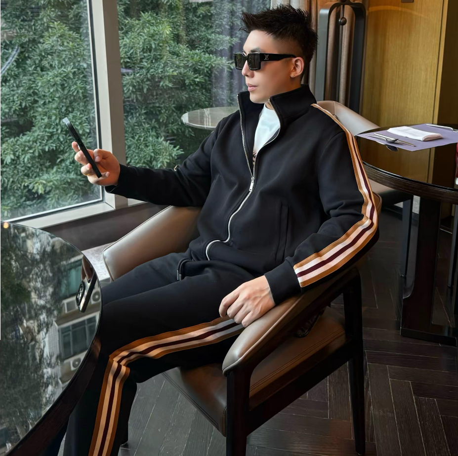 老钱风轻奢休闲运动套装高档外套