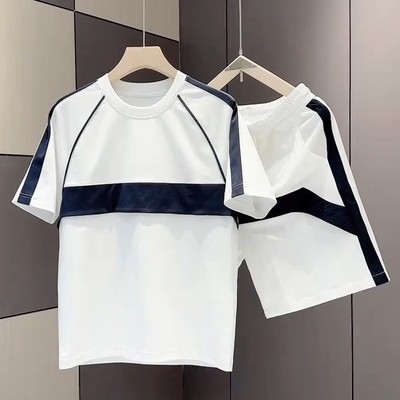 潮牌拼接冰丝速干休闲运动套装