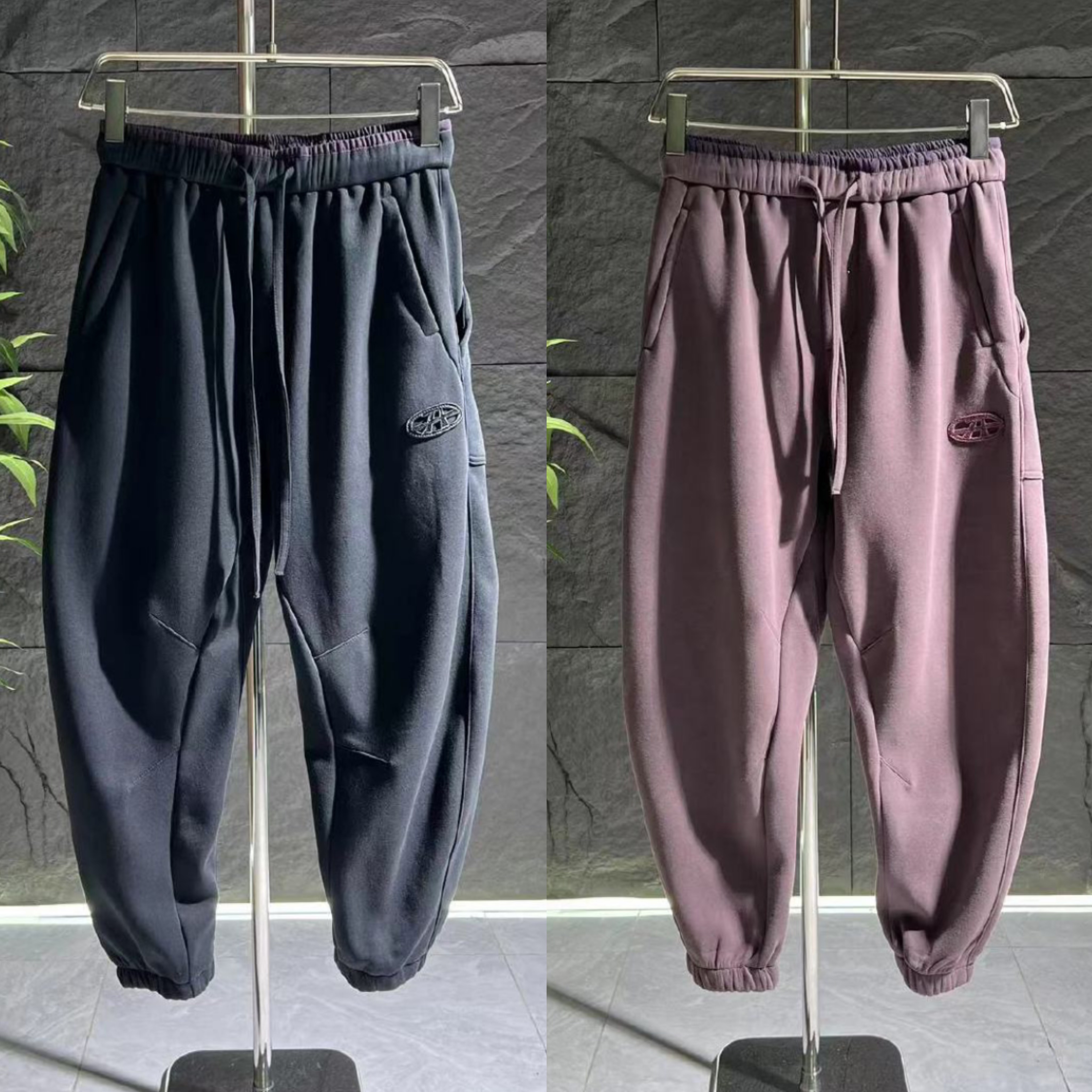 秋冬新款加绒加厚香蕉裤弯刀休闲裤男士宽松潮流百搭哈伦束脚卫裤