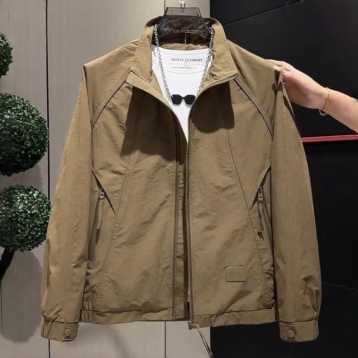 潮牌工装拼接痞帅休闲立领夹克