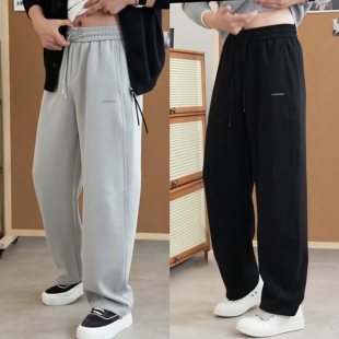 新款 百搭弹力运动卫裤 简约重磅直筒休闲裤 潮牌宽松阔腿裤 男士 春季