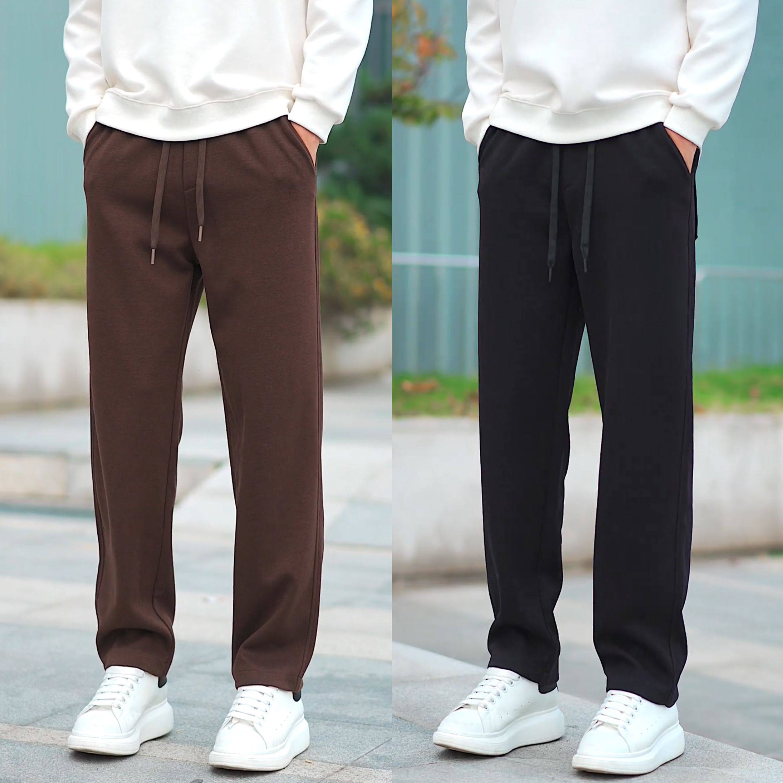 绵羊毛男士休闲裤秋冬新款简约百搭垂感直筒裤时尚弹力阔腿哈伦裤,男装,休闲裤,淘宝优惠券,粉丝福利购,淘宝优惠卷