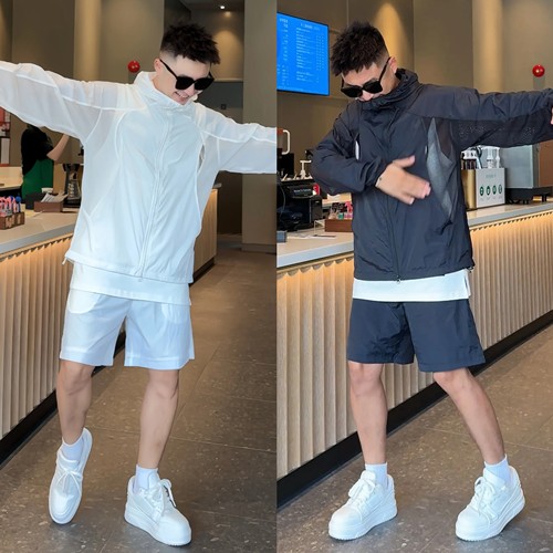 设计感轻薄网眼透气休闲防晒套装