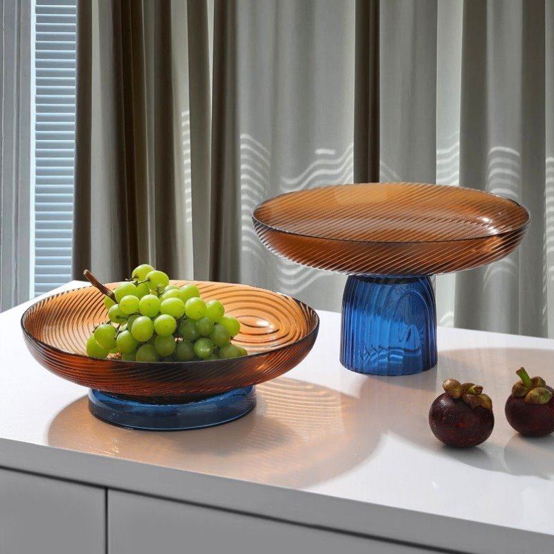 盘子茶几轻奢糖果盘家居高级水果盘玻璃家用摆件客厅高档果盘感供