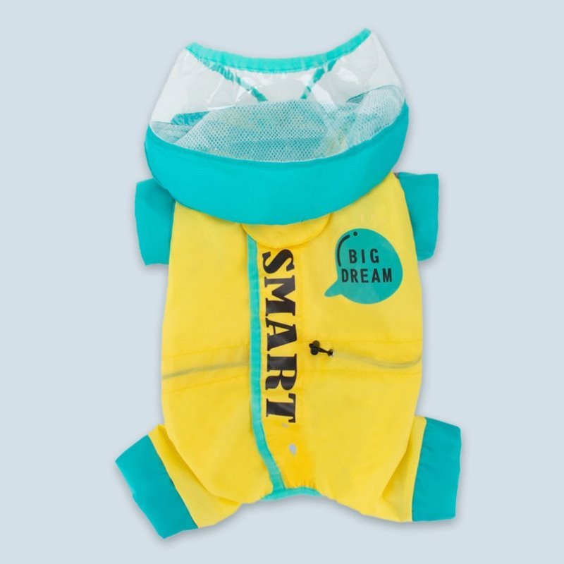 中型雨天撞色柯基犬防水法斗全包印花专用宠物狗四脚雨衣衣服