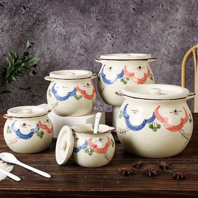 罐子耐高温罐装调料油罐罐带家用猪专用辣椒油油罐荤陶瓷勺红油