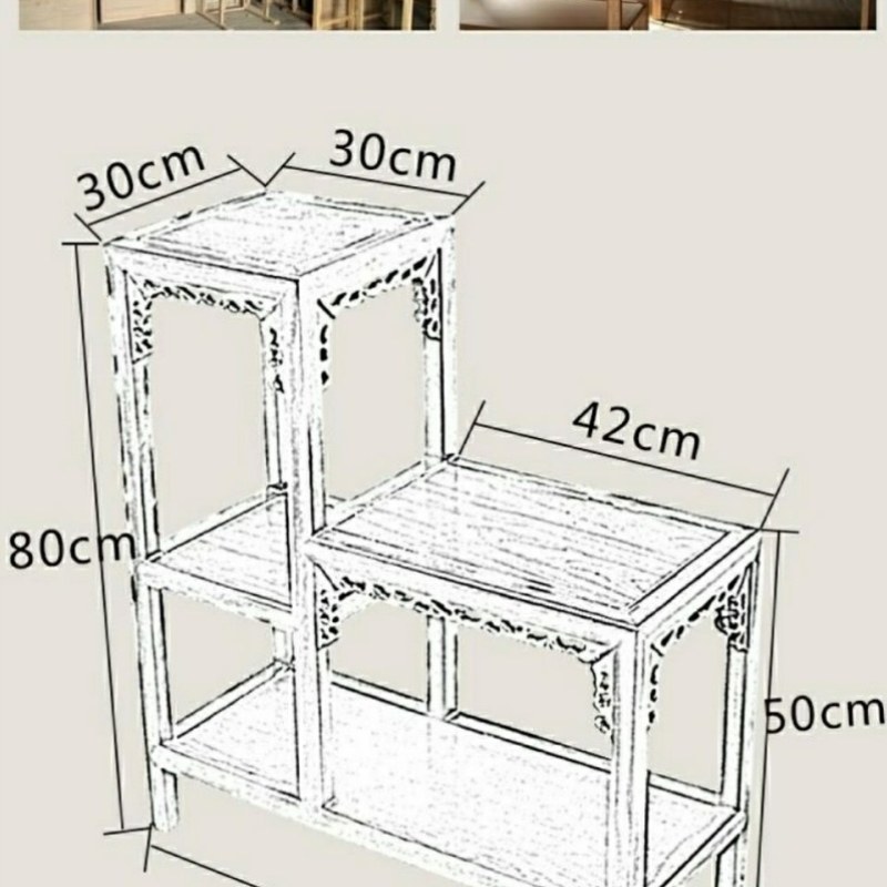 置物架高低花架实木盆景花几绿萝榆木架花架落地中式一高一低室内,收纳整理,阳台置物架,淘宝优惠券,粉丝福利购,淘宝优惠卷