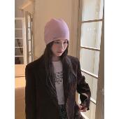 日系针织帽女秋冬季 新款 纯色保暖护耳包头冷帽显脸小百搭毛线帽子