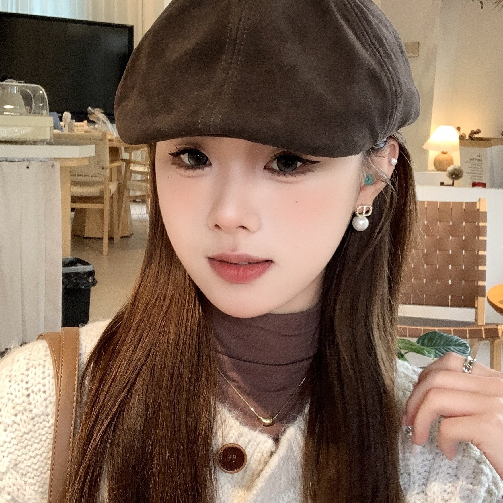 秋冬季帽子简约光板鸭舌帽英伦水洗前进帽女复古韩版贝雷帽显脸小