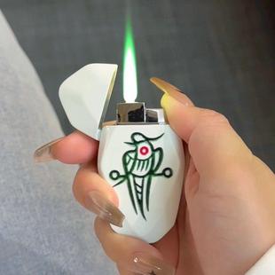 菱形麻将发财红中幺鸡防风夜光打火机创意绿焰个性送男友闺蜜礼物