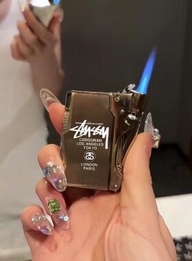 潮牌防风充气打火机大钢炮金属质感高级感直冲蓝焰送给男友潮玩