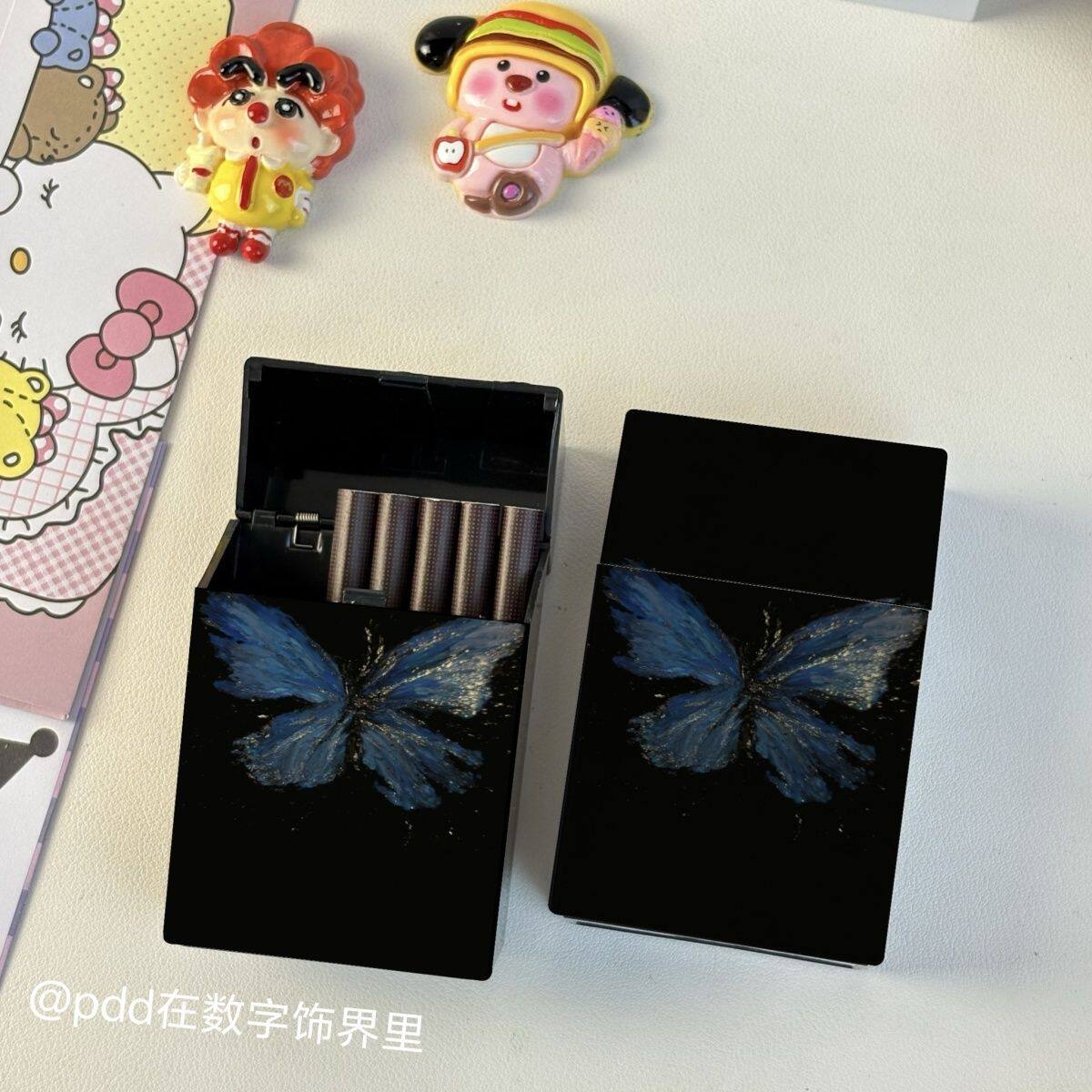 蝴蝶烟盒防潮抗压塑料创意个性小卡收纳卡通20支装高颜值对象男友