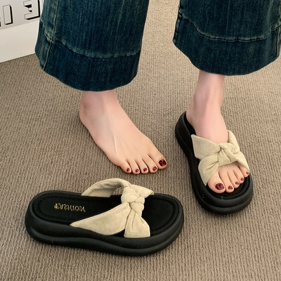 松糕厚底凉拖鞋女夏外穿2025新款时尚高级感配裙子百搭沙滩一字拖