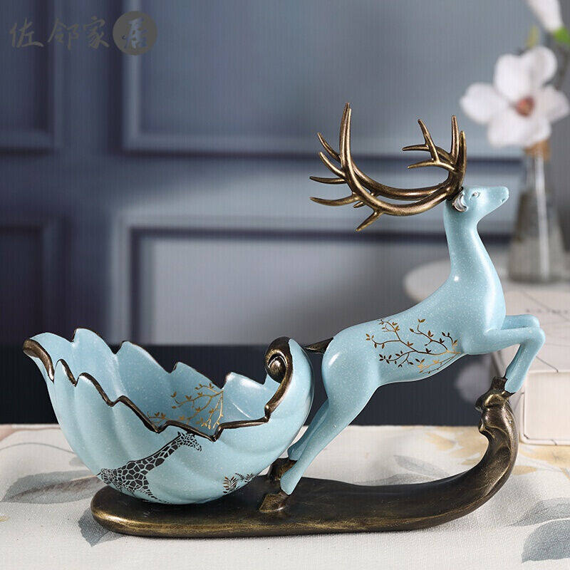 鞋柜上钥匙收纳盒钥匙收纳门口玄关桌面收纳盒北欧创意客厅鹿摆件