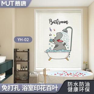 卫生间卧室浴室厕所洗手间遮挡帘升降遮光免打孔印花百叶帘窗帘