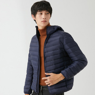 立领连帽休闲运动保暖外套男 羽绒服秋冬白鸭绒轻薄款 优质男装 反季