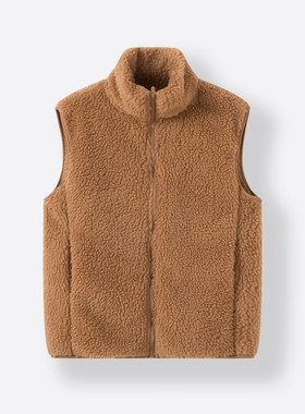 优质女装2025冬季新仿羊羔绒坎肩摇粒绒立领宽松保暖背心马甲外套