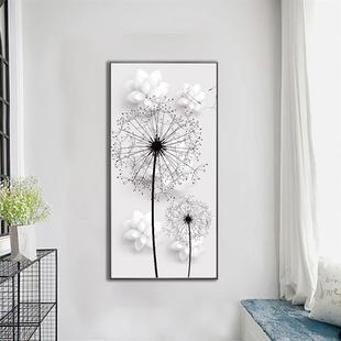 跨境新款简约蒲公英花瓣帆布画客厅卧室背景墙面装饰框油布画芯