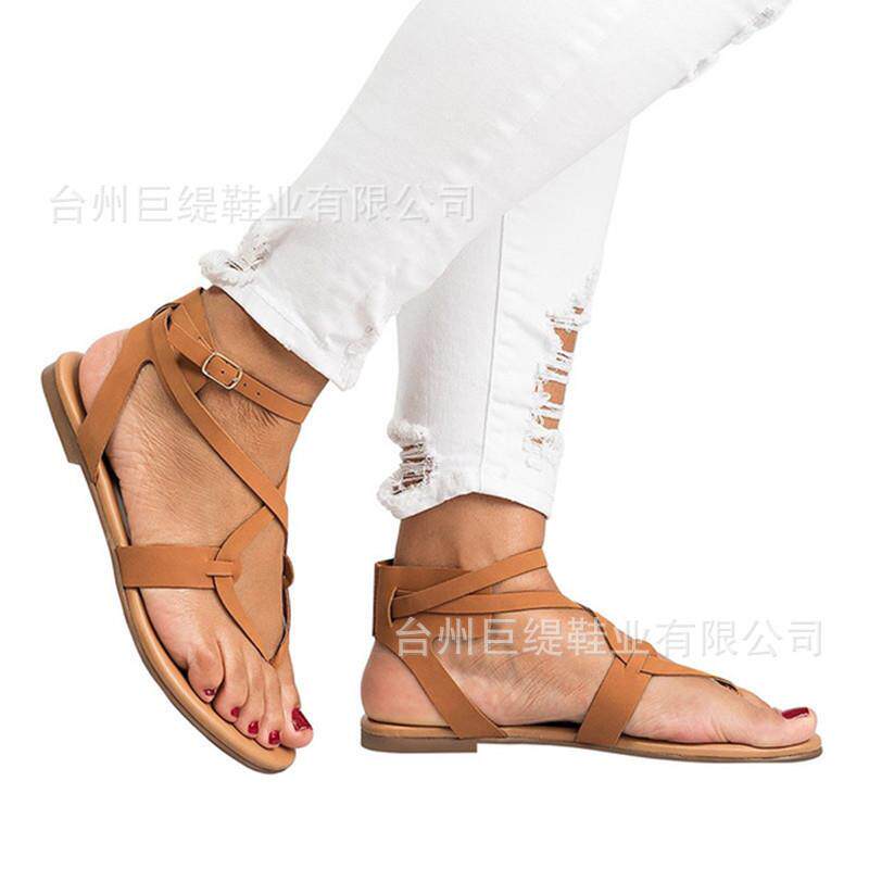 亚马逊2018wish新款货源巨缇夏季外贸平底大码女式凉鞋