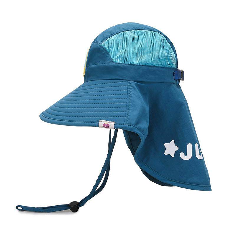 夏天中小儿童披肩挂帘防晒帽男女小孩幼儿园透气遮阳渔夫帽子厂家