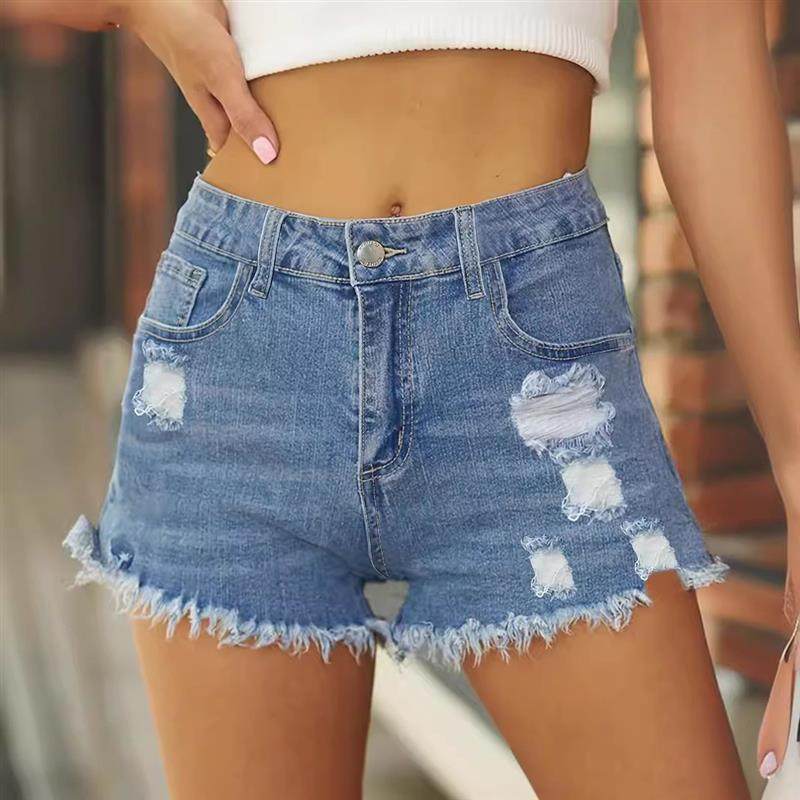 女装新款亚马逊破洞流苏脚边ebay独立站wish脚扣开叉牛仔短裤,女装/女士精品,牛仔裤,淘宝优惠券,粉丝福利购,淘宝优惠卷