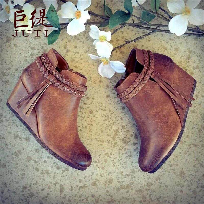 巨缇 Womens shoes欧美外贸大码辫子流苏女士时装单鞋厂家