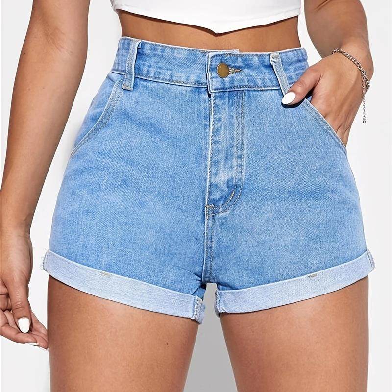 PD08278#跨境牛仔裤女夏装wish 欧美女装无弹纯色卷边牛仔短裤女,女装/女士精品,牛仔裤,淘宝优惠券,粉丝福利购,淘宝优惠卷