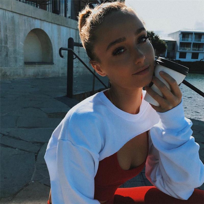 欧洲站2021eBay春夏季外贸女装时尚街拍百搭不规则纯色长袖卫衣