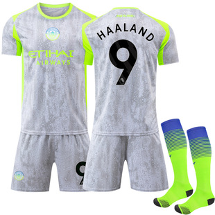 47福登多库二客场荧光绿足球服9号哈兰德球衣2025-26新款曼城套装