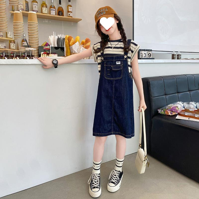 女童牛仔背带裙两件套2025新儿童牛仔裙