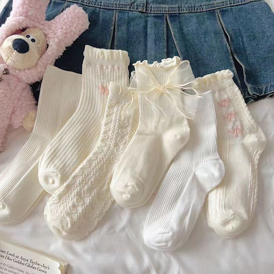 10双装！白色袜子女夏季可爱日系jk袜花边玛丽珍配小皮鞋中筒袜女