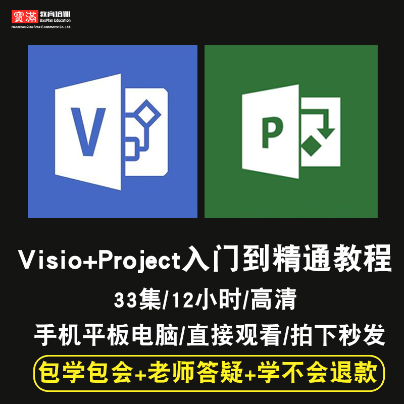 visio/project零基础入门到精通视频教程项目管理office2013办公软件教学课程全套网课程在线自学新手0基础实战培训进阶案例网课素