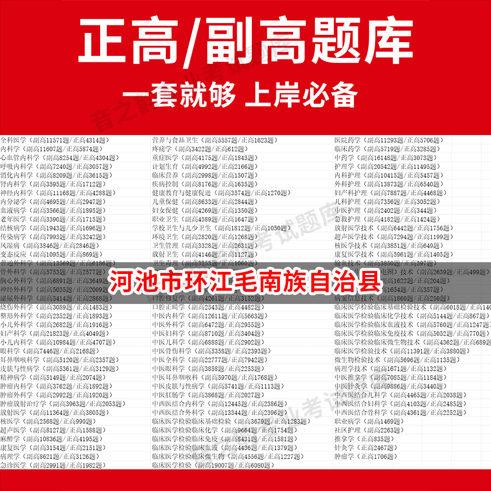 河池市环江毛南族自治县医学高级职称副高正高级考试宝典题库卫生高级职称历年真题护理学教材妇产科副主任医师护师中医内科学超声