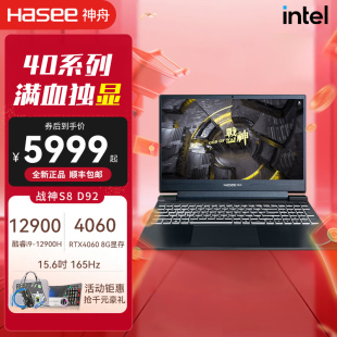 官方专卖店 独显直连RTX4060 HASEE神舟战神S8D9 酷睿i9 4070笔记本电脑轻薄窄边框2024热销款 T8D9