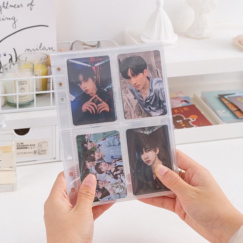 追星收纳四宫格六孔卡册紧凑型卡页6孔加厚内页爱豆专辑明信片3寸