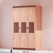 全红檀原木柜纯实木成人儿童衣柜男女孩木蜡油收纳柜两三四门衣橱