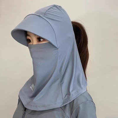 冰丝防晒帽子遮脸面罩遮阳帽夏季防紫外线骑车户外护颈防尘太阳帽