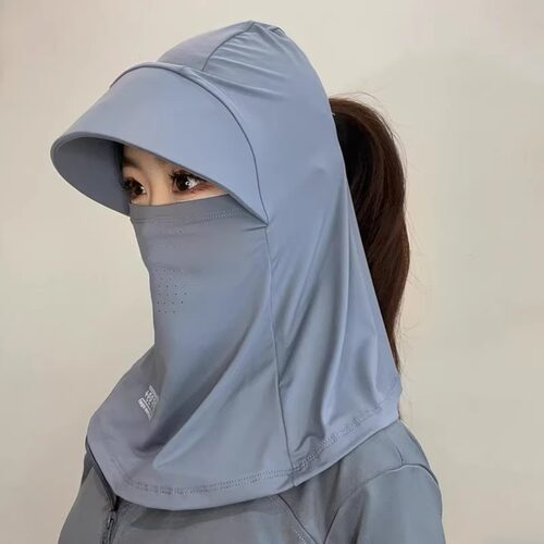冰丝防晒帽子遮脸面罩遮阳帽夏季防紫外线骑车户外护颈防尘太阳帽