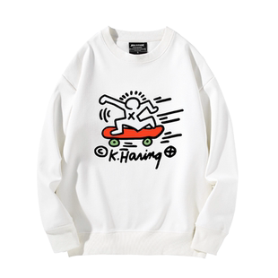 keith haring联名凯斯哈林圆领卫衣情侣装男女宽松百搭舒适卫衣潮