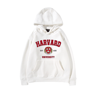 哈佛大学校园文化Harvard University纪念连帽卫衣男秋冬加绒衣服