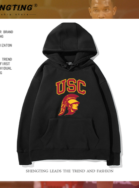 篮球名校南加州大学USC连帽舒适加绒卫衣 加利福尼亚大学男女上衣