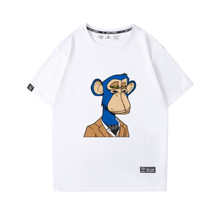 nft数字艺术库里BAYC猴子无聊猿猴头像短袖T恤男女夏纯棉宽松半袖